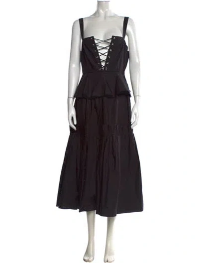 Pre-owned Batsheva Square Neckline Long Dress In Black