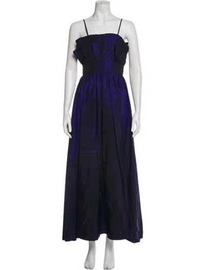 Pre-owned Batsheva Square Neckline Long Dress In Blue