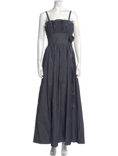 Pre-owned Batsheva Square Neckline Long Dress In Blue