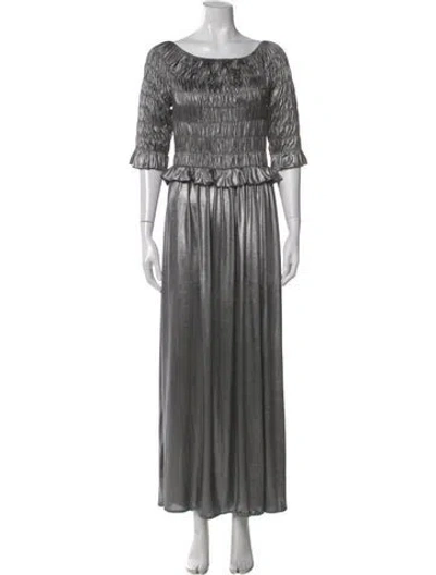 Pre-owned Batsheva Square Neckline Long Dress In Gray