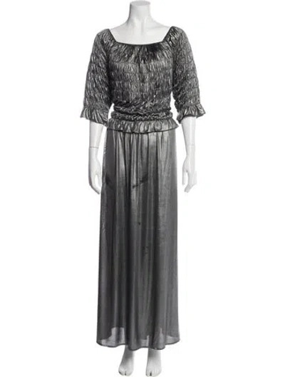 Pre-owned Batsheva Square Neckline Long Dress In Gray