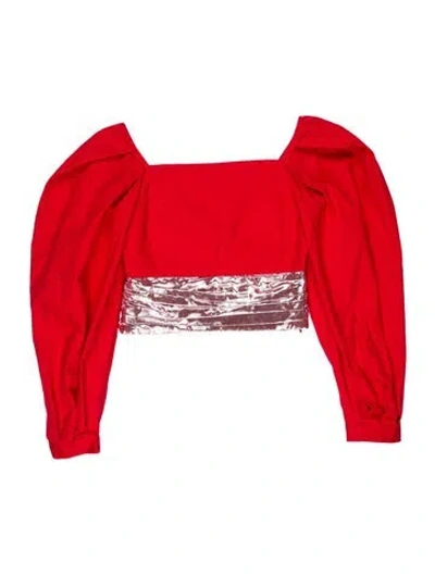 Pre-owned Batsheva Square Neckline Long Sleeve Crop Top