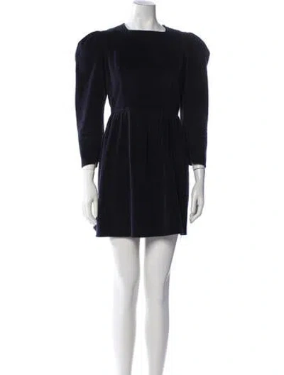 Pre-owned Batsheva Square Neckline Mini Dress In Blue