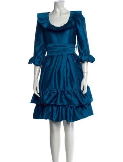 Pre-owned Batsheva Square Neckline Mini Dress In Blue