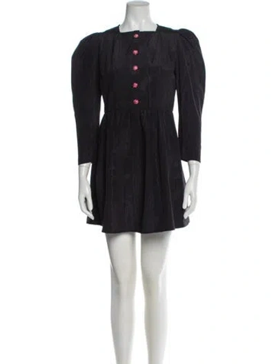 Pre-owned Batsheva Square Neckline Mini Dress In Gray