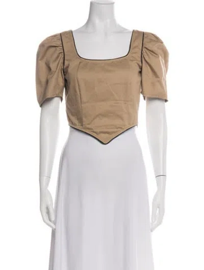 Pre-owned Batsheva Square Neckline Short Sleeve Top In Multi
