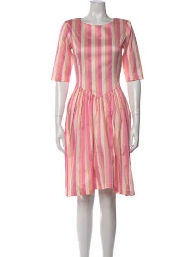 Pre-owned Batsheva Striped Knee-length Dress In Pink