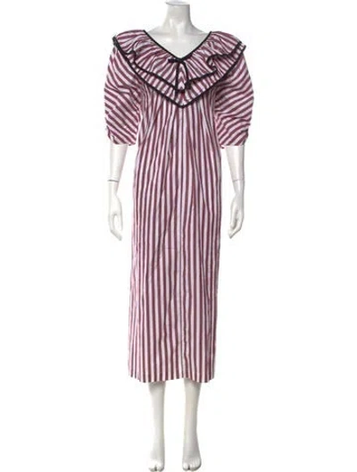 Pre-owned Batsheva Striped Long Dress In Pink