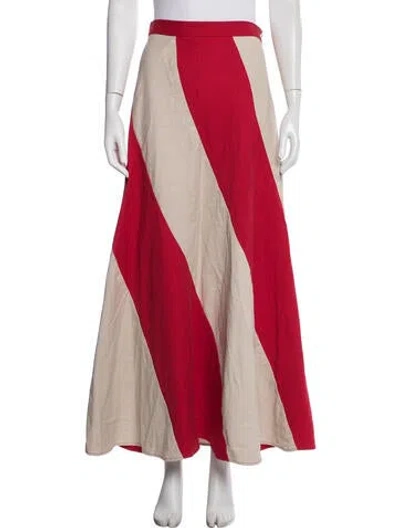 Pre-owned Batsheva Striped Long Skirt In Red
