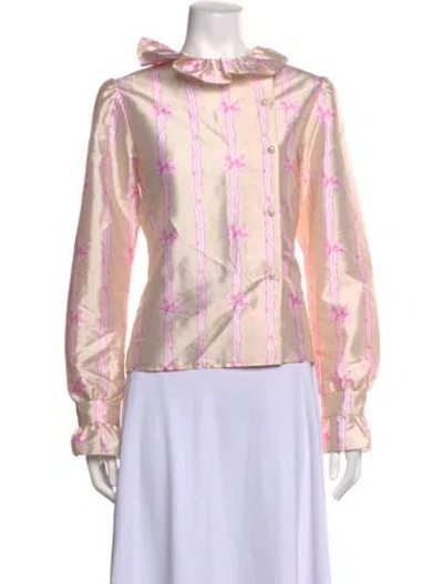 Pre-owned Batsheva Striped Long Sleeve Blouse In Metallic