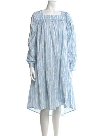 Pre-owned Batsheva Striped Midi Length Dress In Blue
