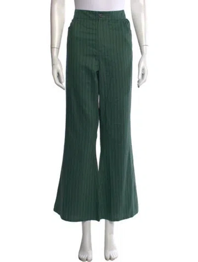 Pre-owned Batsheva Striped Wide Leg Pants W/ Tags In Green
