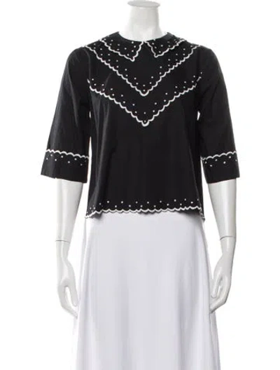 Pre-owned Batsheva Three-quarter Sleeve Blouse In Black