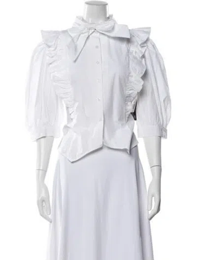 Pre-owned Batsheva Three-quarter Sleeve Blouse W/ Tags In White