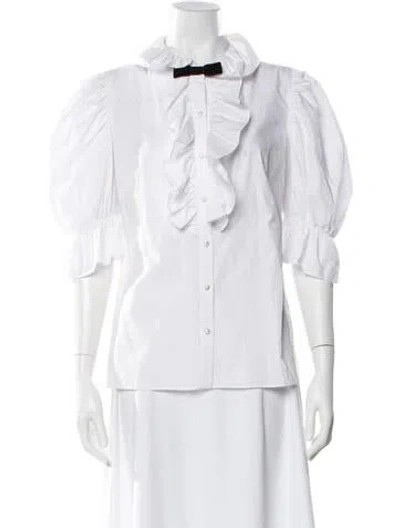 Pre-owned Batsheva Three-quarter Sleeve Blouse In White