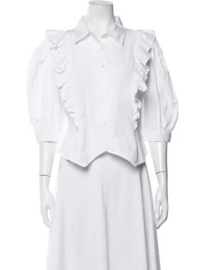 Pre-owned Batsheva Three-quarter Sleeve Blouse In White
