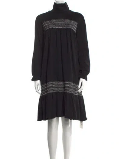Pre-owned Batsheva Turtleneck Mini Dress In Black
