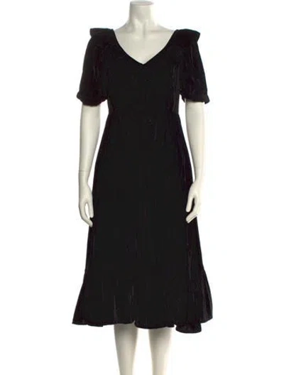 Pre-owned Batsheva V-neck Midi Length Dress In Black