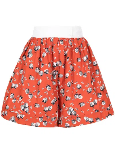 Batsheva Westport Floral-print Shorts In Orange