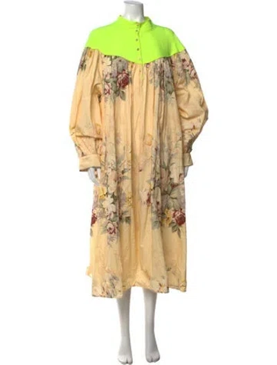 Pre-owned Batsheva X Laura Ashley Floral Print Long Dress In Neutrals
