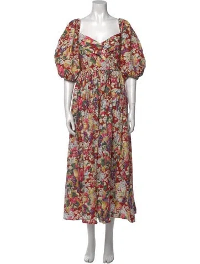 Pre-owned Batsheva X Laura Ashley Floral Print Long Dress W/ Tags In Neutral