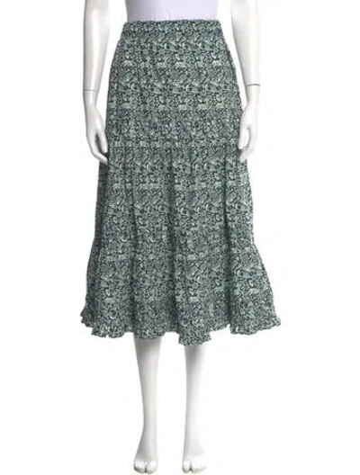 Pre-owned Batsheva X Laura Ashley Floral Print Long Skirt In Blue