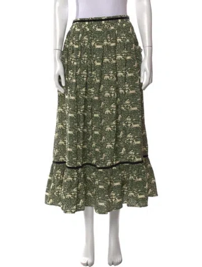 Pre-owned Batsheva X Laura Ashley Floral Print Long Skirt In Green