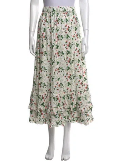 Pre-owned Batsheva X Laura Ashley Floral Print Long Skirt In White
