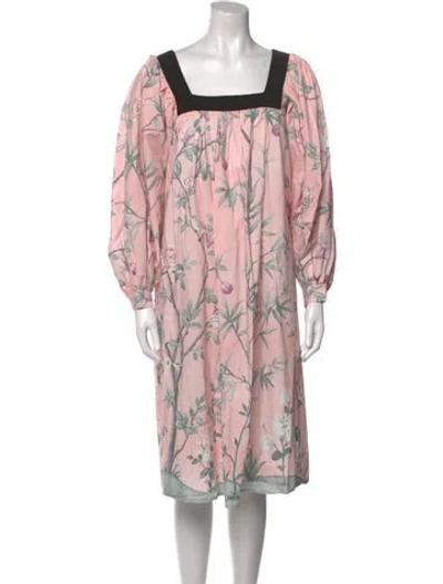 Pre-owned Batsheva X Laura Ashley Floral Print Midi Length Dress In Pink