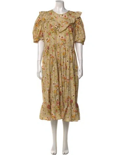 Pre-owned Batsheva X Laura Ashley Floral Print Midi Length Dress W/ Tags In Multi