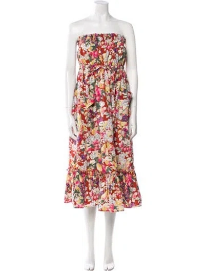 Pre-owned Batsheva X Laura Ashley Floral Print Midi Length Dress In White