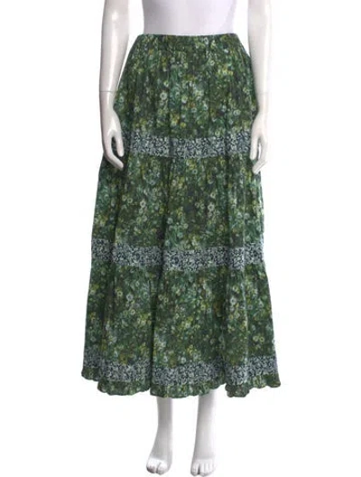 Pre-owned Batsheva X Laura Ashley Floral Print Midi Length Skirt In Green