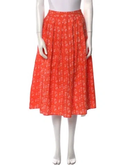 Pre-owned Batsheva X Laura Ashley Floral Print Midi Length Skirt In Orange