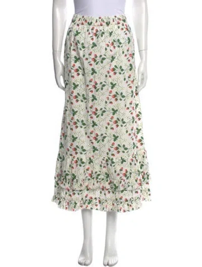 Pre-owned Batsheva X Laura Ashley Floral Print Midi Length Skirt In White