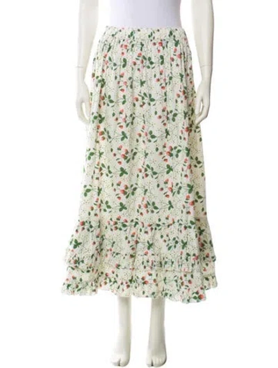 Pre-owned Batsheva X Laura Ashley Floral Print Midi Length Skirt In White