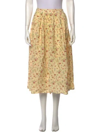 Pre-owned Batsheva X Laura Ashley Floral Print Midi Length Skirt In Yellow