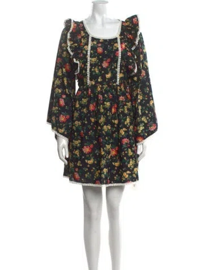 Pre-owned Batsheva X Laura Ashley Floral Print Mini Dress In Black