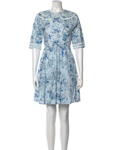 Pre-owned Batsheva X Laura Ashley Floral Print Mini Dress In Blue
