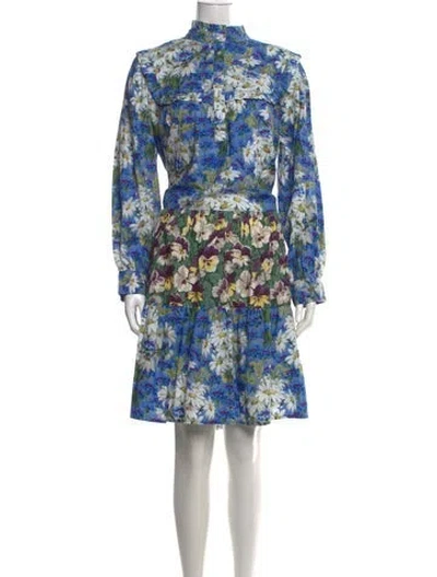 Pre-owned Batsheva X Laura Ashley Floral Print Mini Dress In Blue