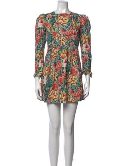 Pre-owned Batsheva X Laura Ashley Floral Print Mini Dress In Green