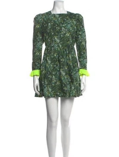 Pre-owned Batsheva X Laura Ashley Floral Print Mini Dress In Green