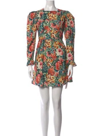 Pre-owned Batsheva X Laura Ashley Floral Print Mini Dress W/ Tags In Green