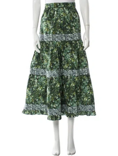 Pre-owned Batsheva X Laura Ashley Printed Long Skirt W/ Tags In Green