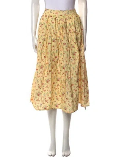 Pre-owned Batsheva X Laura Ashley Printed Midi Length Skirt In Yellow