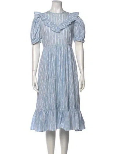 Pre-owned Batsheva X Laura Ashley Striped Long Dress In Blue