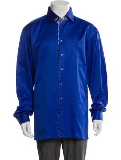 Pre-owned Battaglia Long Sleeve Dress Shirt In Blue