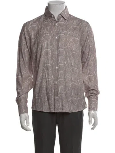 Pre-owned Battaglia Paisley Print Long Sleeve Shirt In Brown