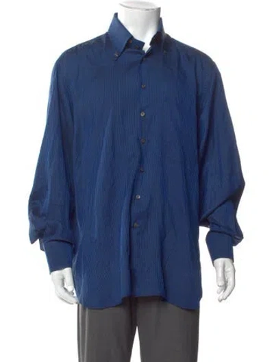 Pre-owned Battaglia Silk Striped Shirt In Blue