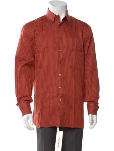 Pre-owned Battaglia Striped Long Sleeve Shirt In Orange