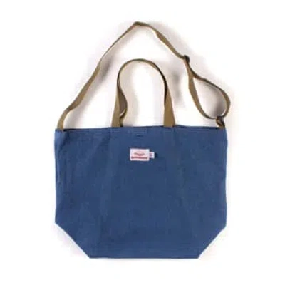 Battenwear Packable Tote Bag In Denim Tan In Blue